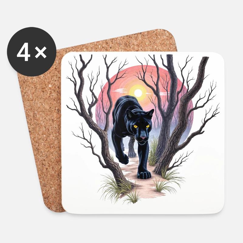 Panther auf der Jagd - Untersetzer (4er-Set) - Weiß