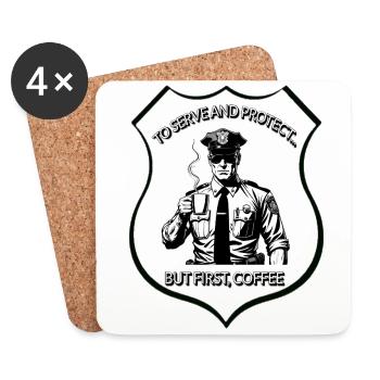 Service de café - Dessous de verre (lot de 4) - blanc - Devant
