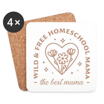 Homeschooling die beste Retro-Mutter - Untersetzer (4er-Set) - Weiß - Vorne