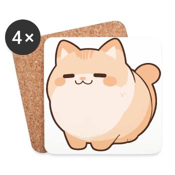 Blobby Cat - Cute Cat Pet Comic - Untersetzer (4er-Set) - Weiß - Vorne