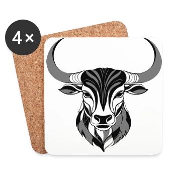 Taurus - Zodiac Sign Motifs - Coasters (set of 4) - white - Front