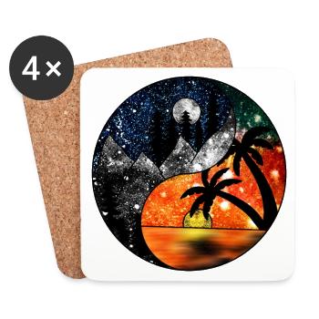 Kosmische Yin- und Yang-Landschaften - Untersetzer (4er-Set) - Weiß - Vorne