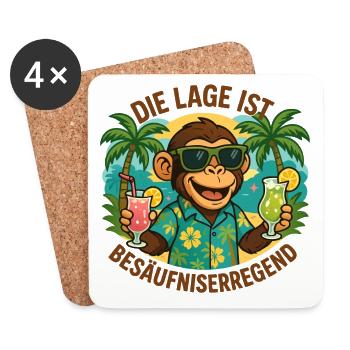 The location is drunken-inducing - Party Monkey - Coasters (set of 4) - white - Front