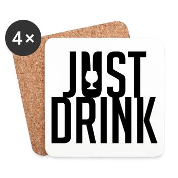 alcool boisson ivre cadeau idée noir - Dessous de verre (lot de 4) - blanc - Devant