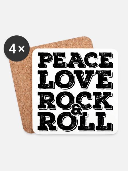 Rock N Roll Botschaft Schwarz Cooles Geschenk - Untersetzer (4er-Set) - Weiß