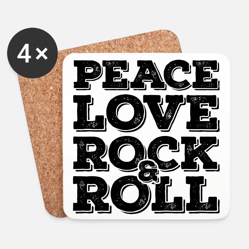 Rock N Roll Botschaft Schwarz Cooles Geschenk - Untersetzer (4er-Set) - Weiß