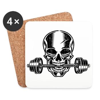 fitness crâne d'haltère - Dessous de verre (lot de 4) - blanc - Devant