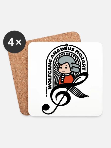 Mozart Süßes Porträt Note Schwarz Cooles Geschenk - Untersetzer (4er-Set) - Weiß