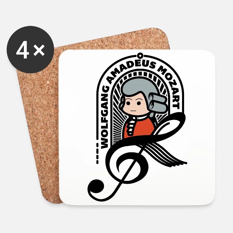 Mozart Süßes Porträt Note Schwarz Cooles Geschenk - Untersetzer (4er-Set) - Weiß