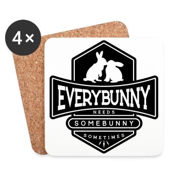 Chaque lapin a besoin d’un câlin de lapin Noir - Dessous de verre (lot de 4) - blanc - Devant