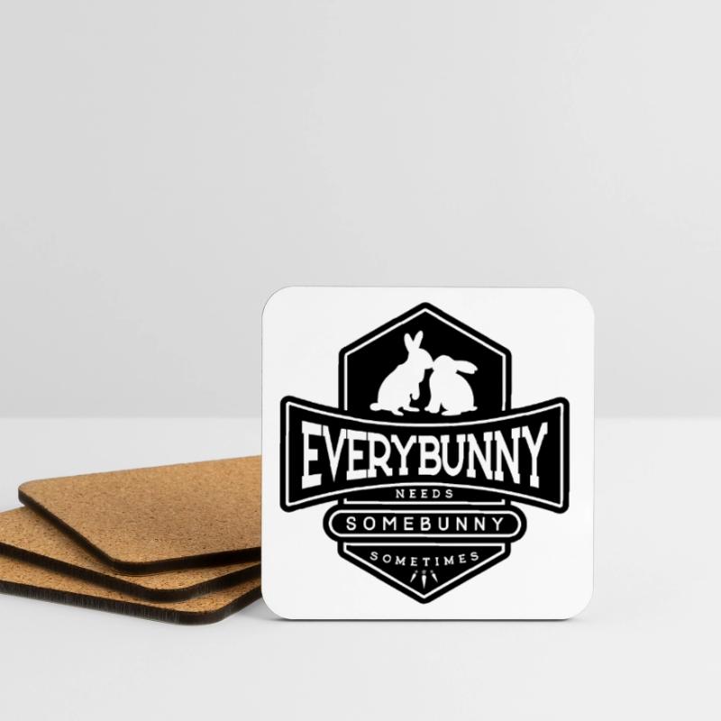 Every rabbit needs a rabbit cuddle Black Coasters (set of 4)