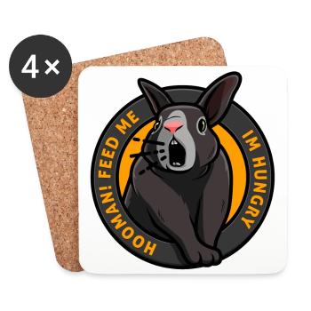 Hungry rabbit needs food feed me Funny - Coasters (set of 4) - white - Front