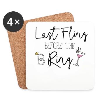 Mariée anneau fête de vin de mariage cadeau cool - Dessous de verre (lot de 4) - blanc - Devant
