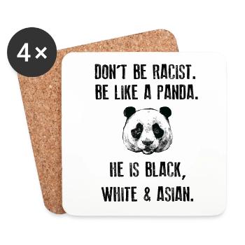 Racisme Panda Noir Blanc Asiatique - Dessous de verre (lot de 4) - blanc - Devant