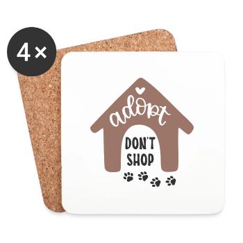 Adopt don't shop - Coasters (set of 4) - white - Front