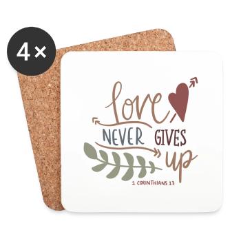 love never gives up - Coasters (set of 4) - white - Front