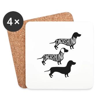 Dachshund - Coasters (set of 4) - white - Front