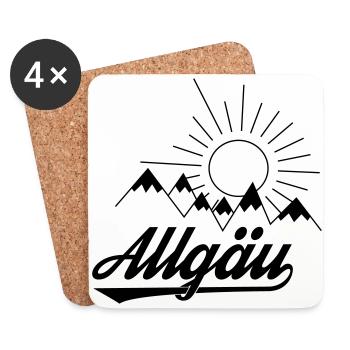 Allgäu Schriftzug mit Bergen und Sonne - Geschenk - Untersetzer (4er-Set) - Weiß - Vorne