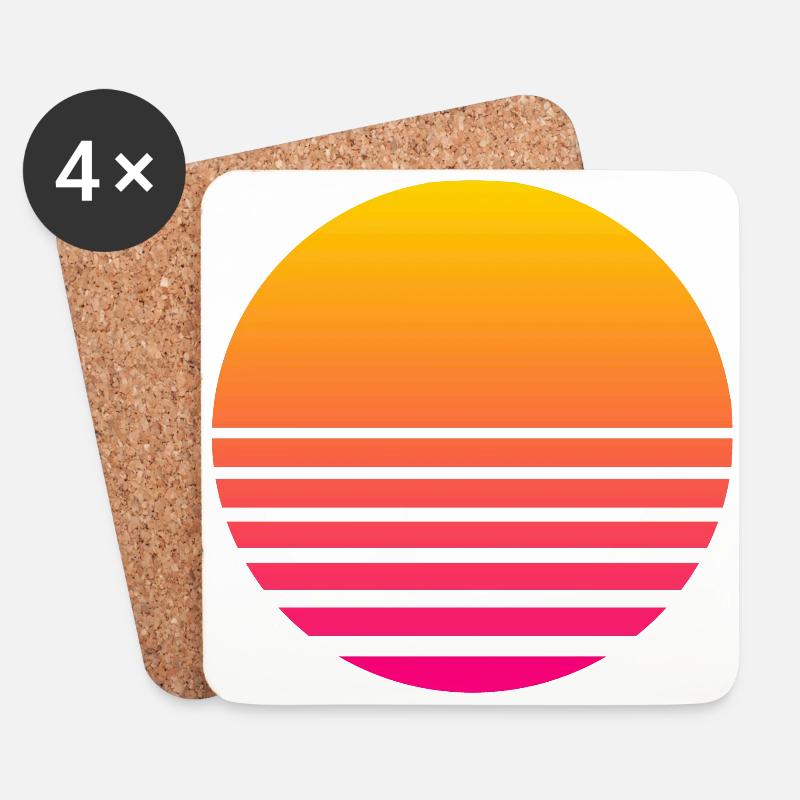 Outrun Retro Sonne - Untersetzer (4er-Set) - Weiß