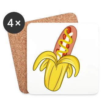 Banane Hot Dog saucisses - Dessous de verre (lot de 4) - blanc - Devant