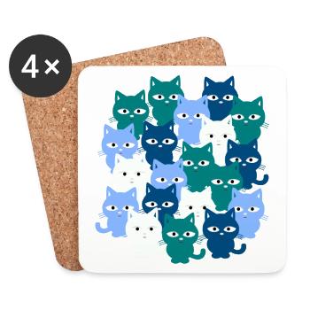 Chats, chats, chats - Dessous de verre (lot de 4) - blanc - Devant