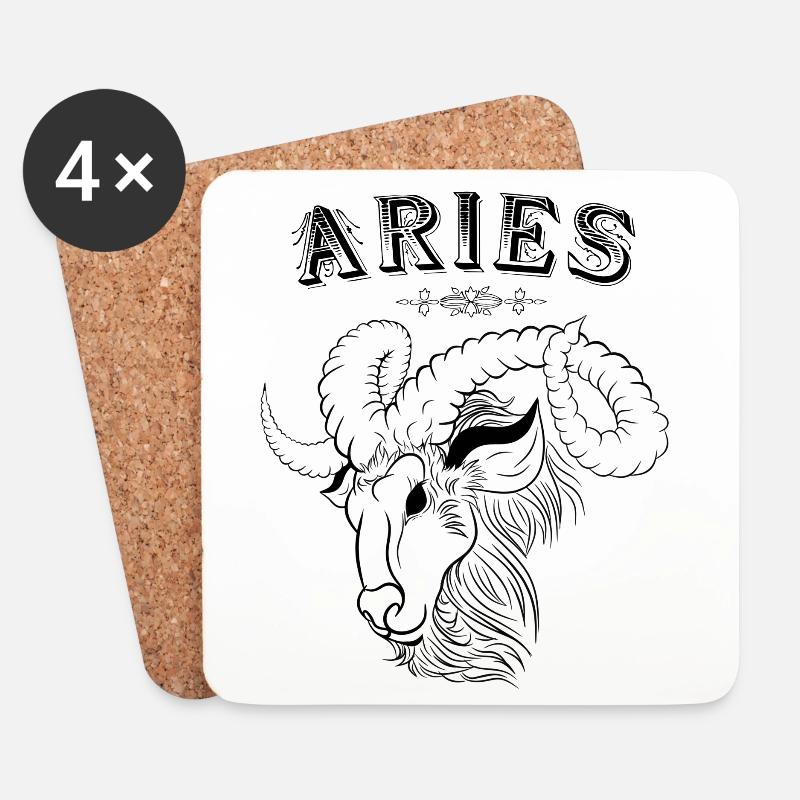 Aries Sternzeichen Widder - Untersetzer (4er-Set) - Weiß