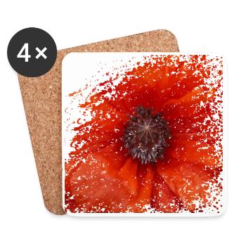 Poppy flowers bring color to the landscape - Coasters (set of 4) - white - Front