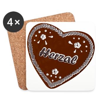 Oktoberwiesn 2022 Lebkuchen Herz Herzal - Untersetzer (4er-Set) - Weiß - Vorne
