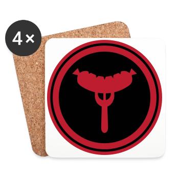 Fourchette à saucisse - Dessous de verre (lot de 4) - blanc - Devant
