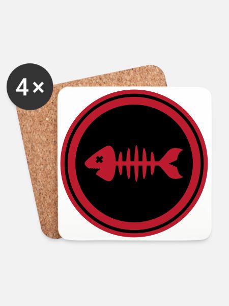 Fisch Symbol Knochen Gräte - Untersetzer (4er-Set) - Weiß