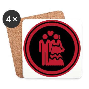 Couple wedding bridal couple - Coasters (set of 4) - white - Front
