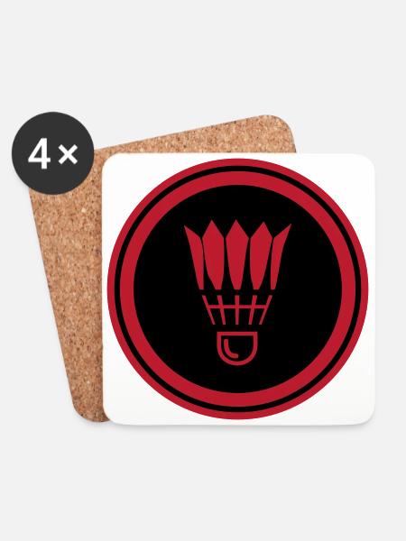 Badminton Symbol - Untersetzer (4er-Set) - Weiß