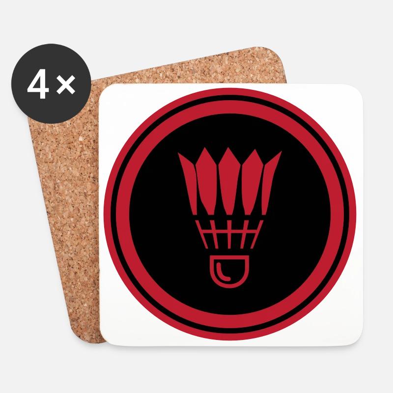 Badminton Symbol - Untersetzer (4er-Set) - Weiß