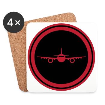 Airplane Symbol - Coasters (set of 4) - white - Front