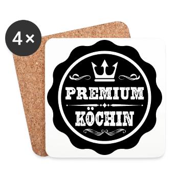 Premium Köchin - Untersetzer (4er-Set) - Weiß - Vorne