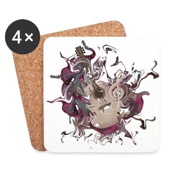 Gitarre Notenschlüssel Musik - Untersetzer (4er-Set) - Weiß - Vorne