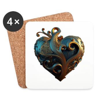 Golden Heart - Coasters (set of 4) - white - Front