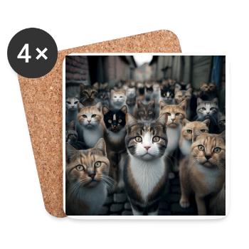 Katze Straße - Untersetzer (4er-Set) - Weiß - Vorne