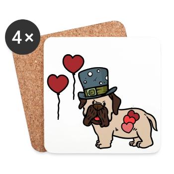 Carlin Enfants École Cadeau d’anniversaire Chiens - Dessous de verre (lot de 4) - blanc - Devant