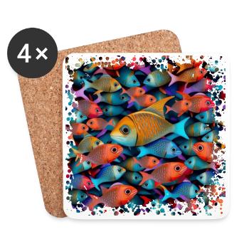 Fish swim in large schools in the sea - Coasters (set of 4) - white - Front