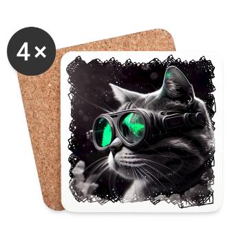 Katzen haben ausgezeichnete Nachtsicht - Untersetzer (4er-Set) - Weiß - Vorne