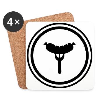 Fourchette à saucisse - Dessous de verre (lot de 4) - blanc - Devant