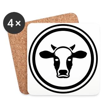 Symbole de la tête de vache - Dessous de verre (lot de 4) - blanc - Devant