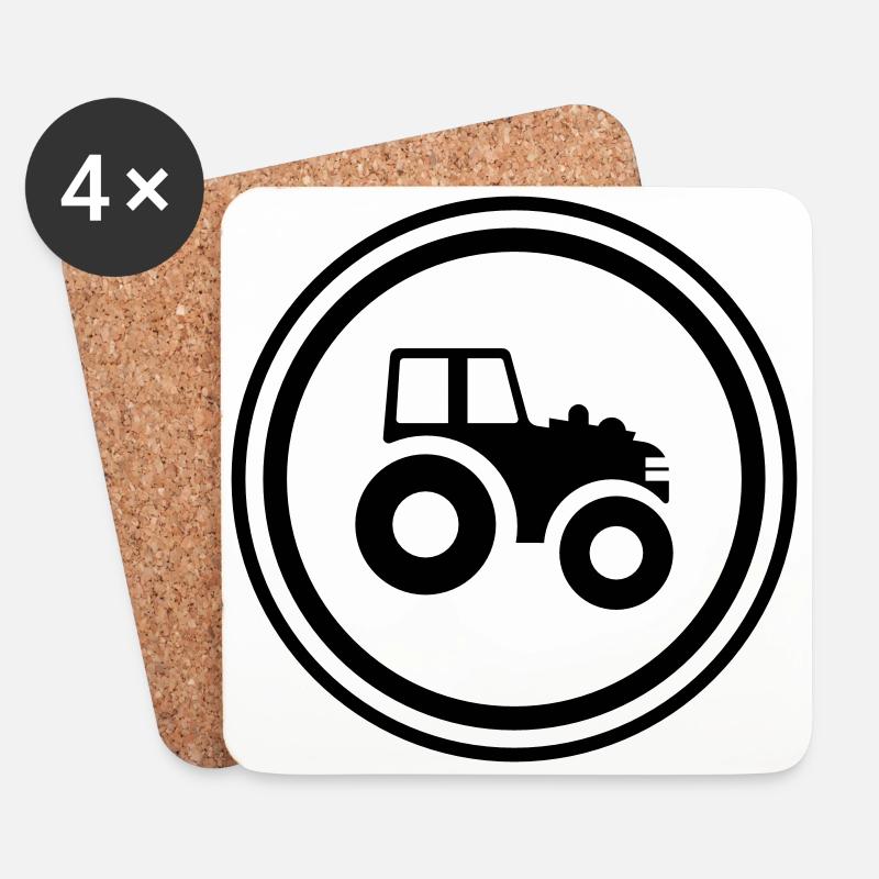 Traktor Symbol - Untersetzer (4er-Set) - Weiß