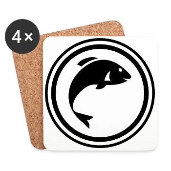 Symbole du poisson - Dessous de verre (lot de 4) - blanc - Devant