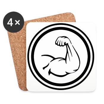 Arm Muskeln Bizeps - Untersetzer (4er-Set) - Weiß - Vorne