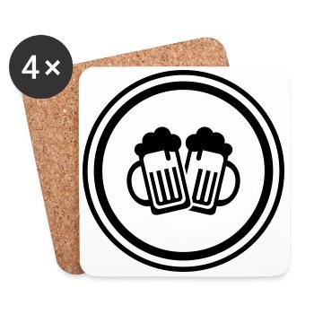 Bierglas Symbol - Untersetzer (4er-Set) - Weiß - Vorne