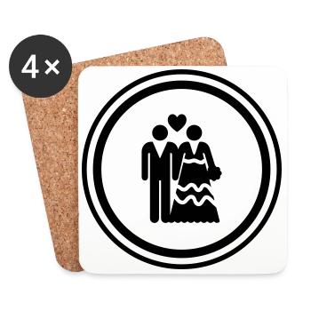 Couple mariage mariage couple - Dessous de verre (lot de 4) - blanc - Devant