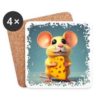 Dans la nature, les souris ne se nourrissent pas de fromage - Dessous de verre (lot de 4) - blanc - Devant