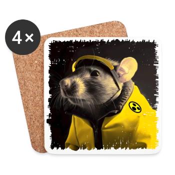 Rats dans le service de neutralisation des explosifs et munitions - Dessous de verre (lot de 4) - blanc - Devant